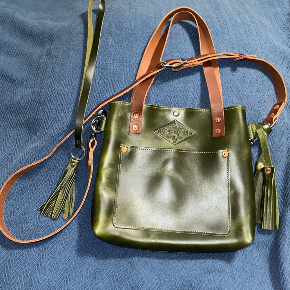 Lifetime Leather Mini Crossbody Tote - Emerald Green